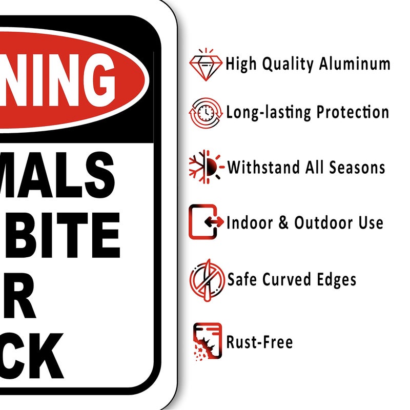 Work House Signs Warning: Animals May Bite or Kick Sign | Outdoor Aluminum Composite Safety Sign | 8.5â€ x 10â€ | Weather-Resistant | Wall-Mountable | Bold, Easy-to-Read Design - Image 2